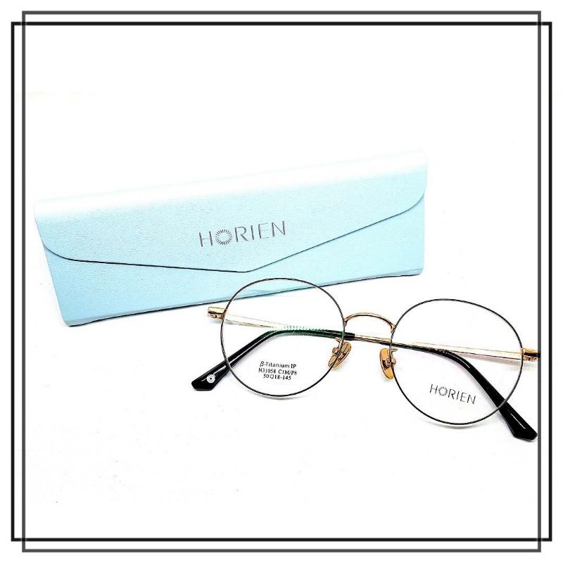 FRAME KACAMATA BULAT TITANIUM HORIEN 31058 Model Keren Elegan Gagang LENTUR Ringan Kuat Awet Kualita