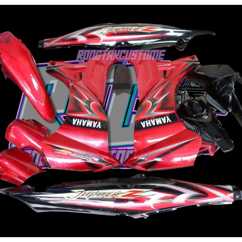 full set body halus jupiter z new burhan merah hitam set striping 2007