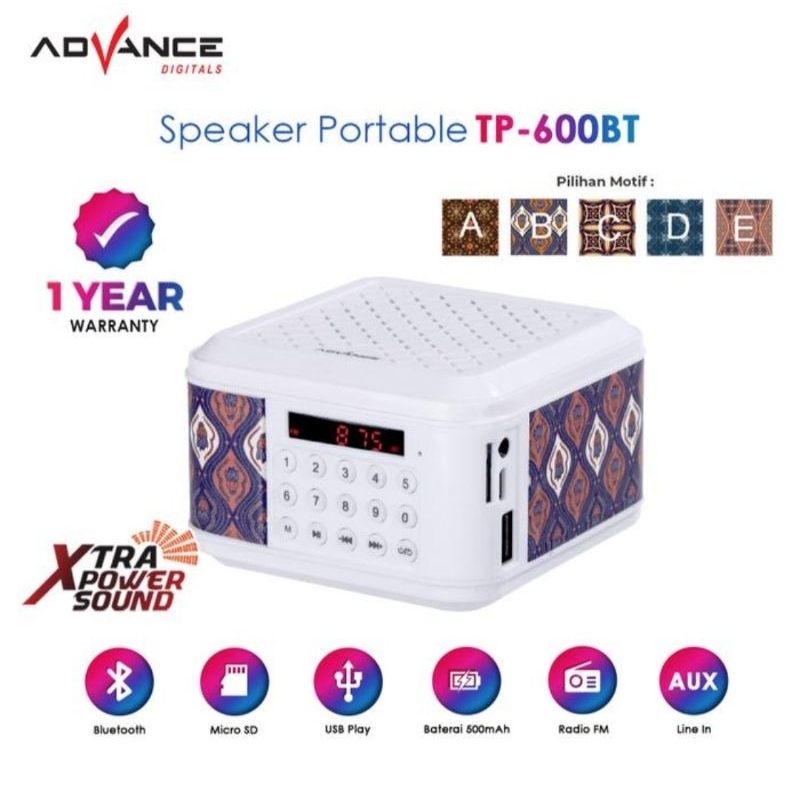 Speaker Bluetooth Advance TP-600BT + Remote/Wireless Speaker Advance TP600BT ORI