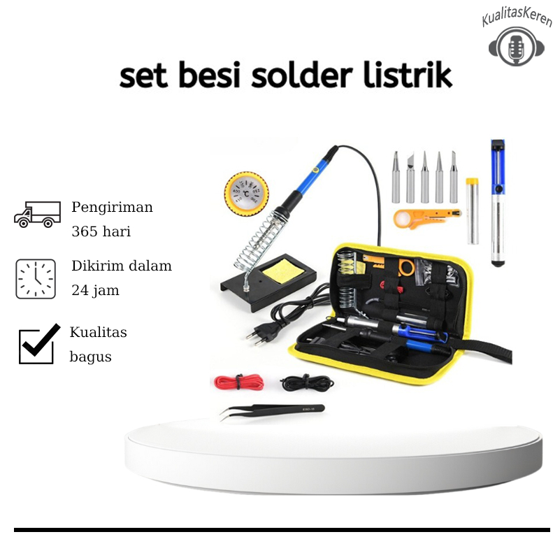 15 pcs set besi solder listrik berkualitas tinggi 60W 110V 200-450 °C dengan 5 ujung besi solder yan