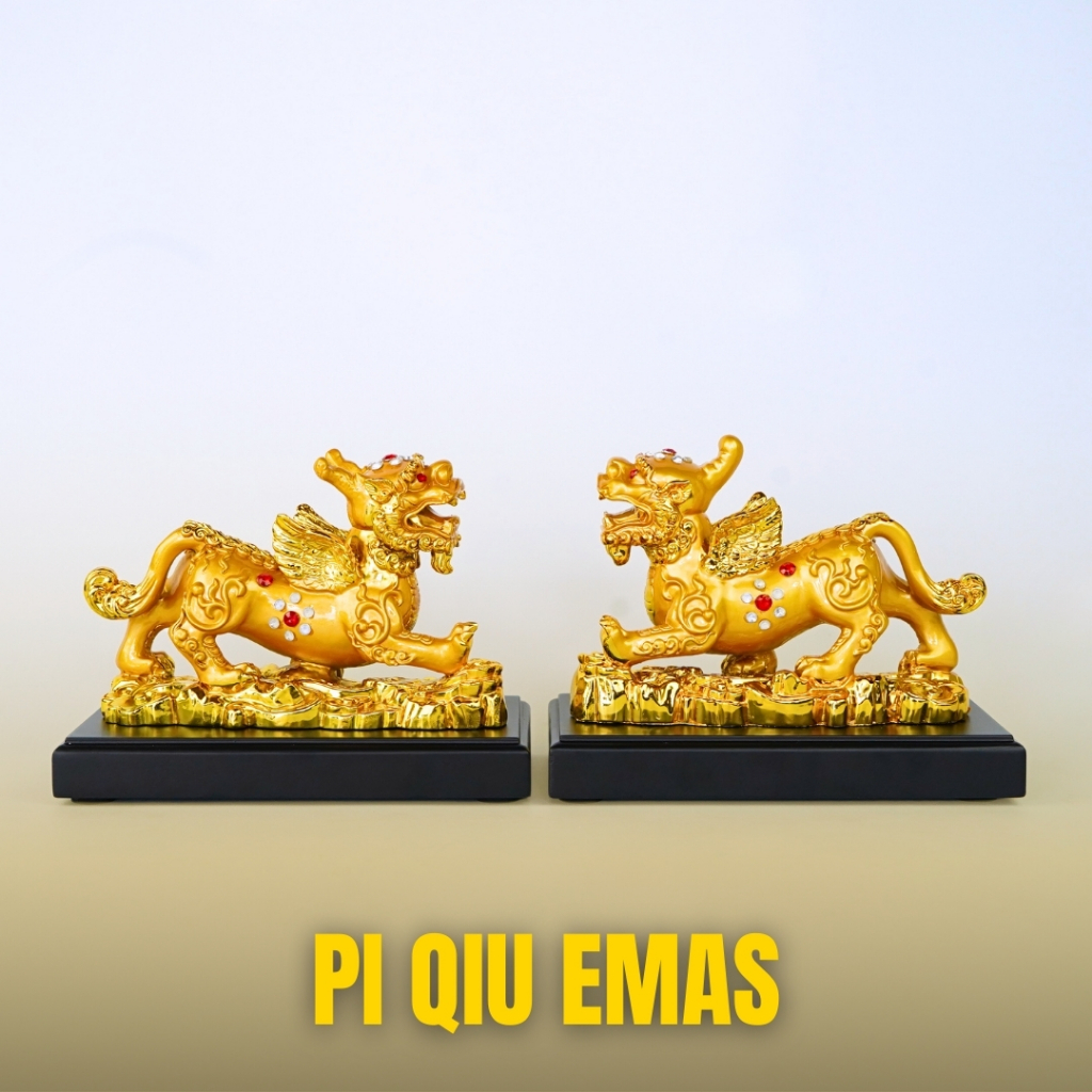 Patung Pi Qiu Emas Feng Shui | Dekorasi Feng Shui | Dekorasi Interior  Rumah Mewah