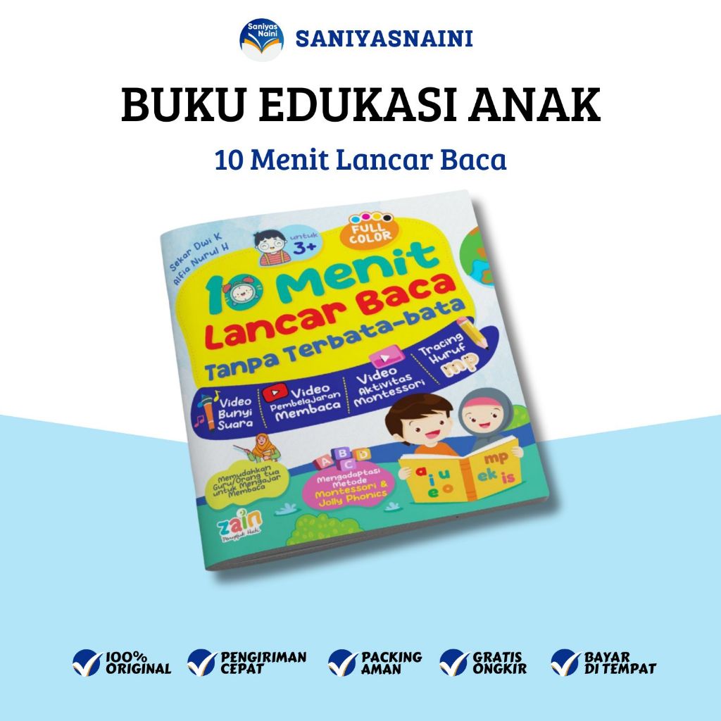 Buku 10 Menit Lancar Baca Montesori Belajar Membaca Anak 3 4 5 Tahun TK Pemula