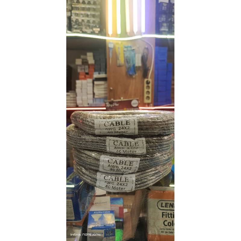 KABEL SERABUT AWG 24 X 2 TRANSPARAN SILVER / KABEL AWG-24 (40 METER)