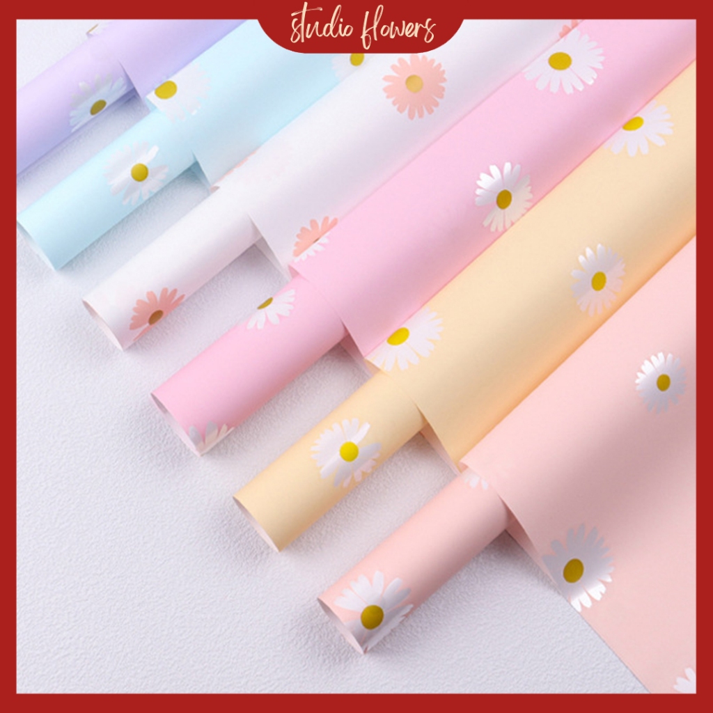 

20 LEMBAR Flower Wrapping Paper Motif Daisy Kertas Buket Bunga Motif Bunga Daisy KB6111