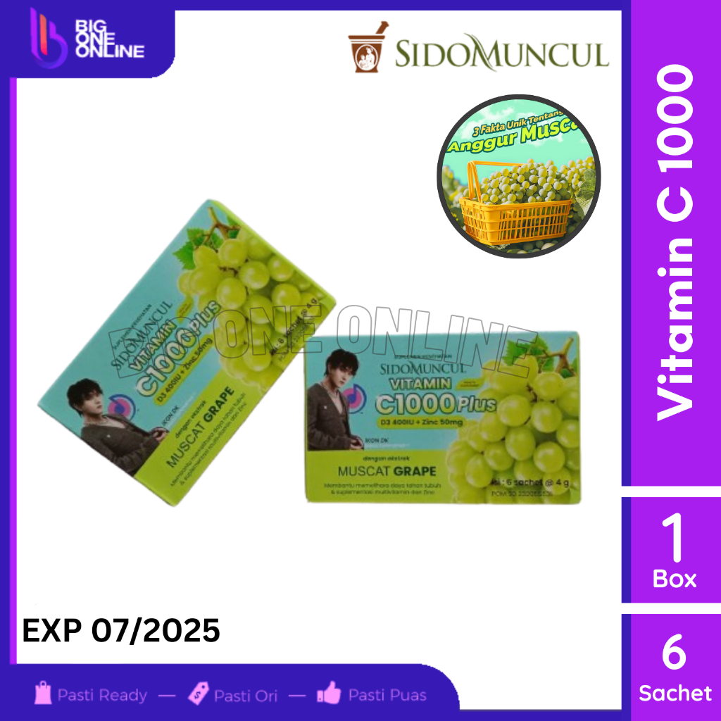 Vitamin C1000mg SidoMuncul Muscat Grape Anggur_ isi 6 Saset