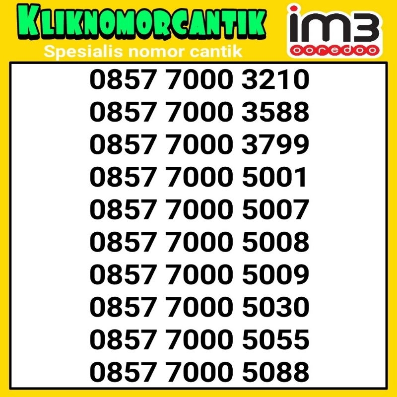 nomor cantik Indosat IM3 Indosat Ooredoo seri 7000 sp2