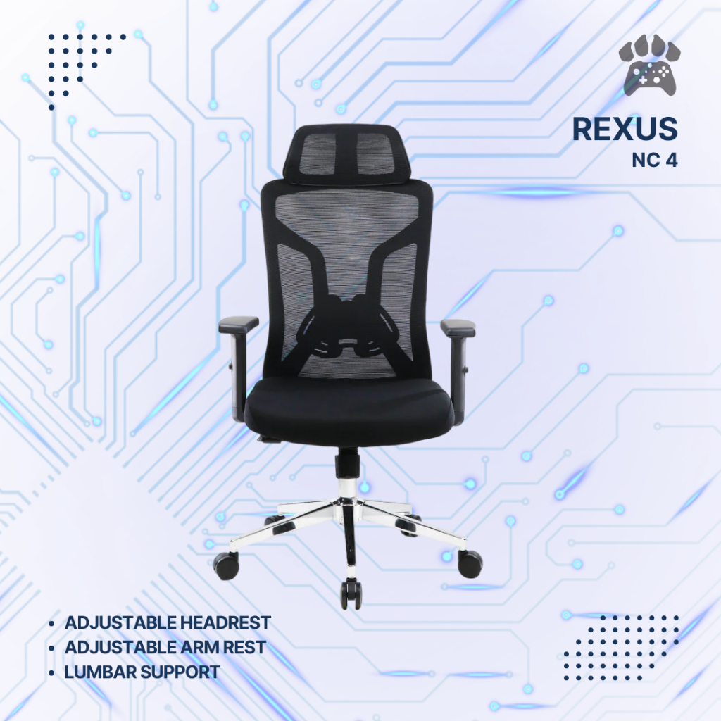 Rexus NC4 / NC-4 Ergonomic Office Chair Kursi Kantor Adjustable Headrest
