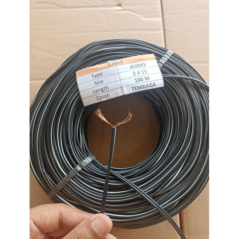 Kabel Serabut Tembaga hitam putih kabel AUDIO 2x15 ECER PER METER