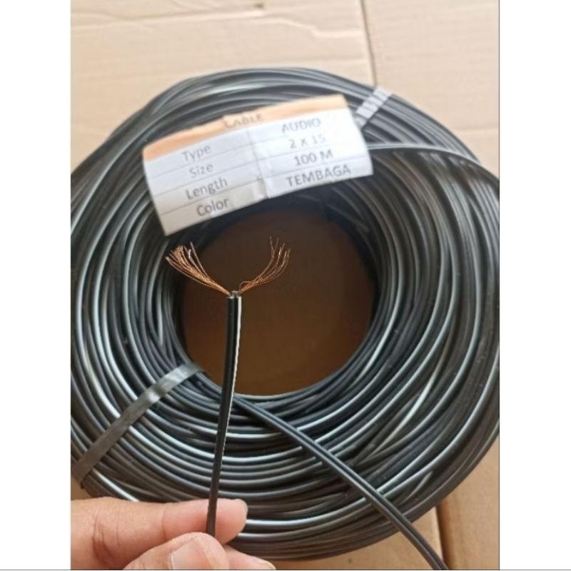 KABEL SERABUT TEMBAGA 2X15 KABEL AUDIO HITAM PUTIH ECER PER METER