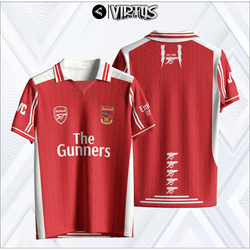 Jersey Retro Arsenal / Jersey Vintage / Kaos Bola / Jersey Olahraga / Jersey Kain Dryfit Embos