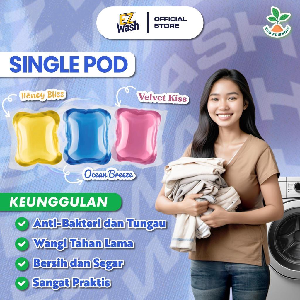 EZWash Laundry Pod Single Chamber Liquid Detergent Gel Capsule EZ Wash Easy Clean Clothes Eco Friend