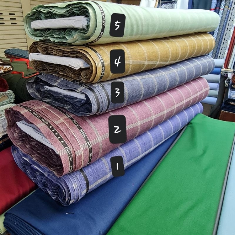 Kain semi wool kotak kotak import