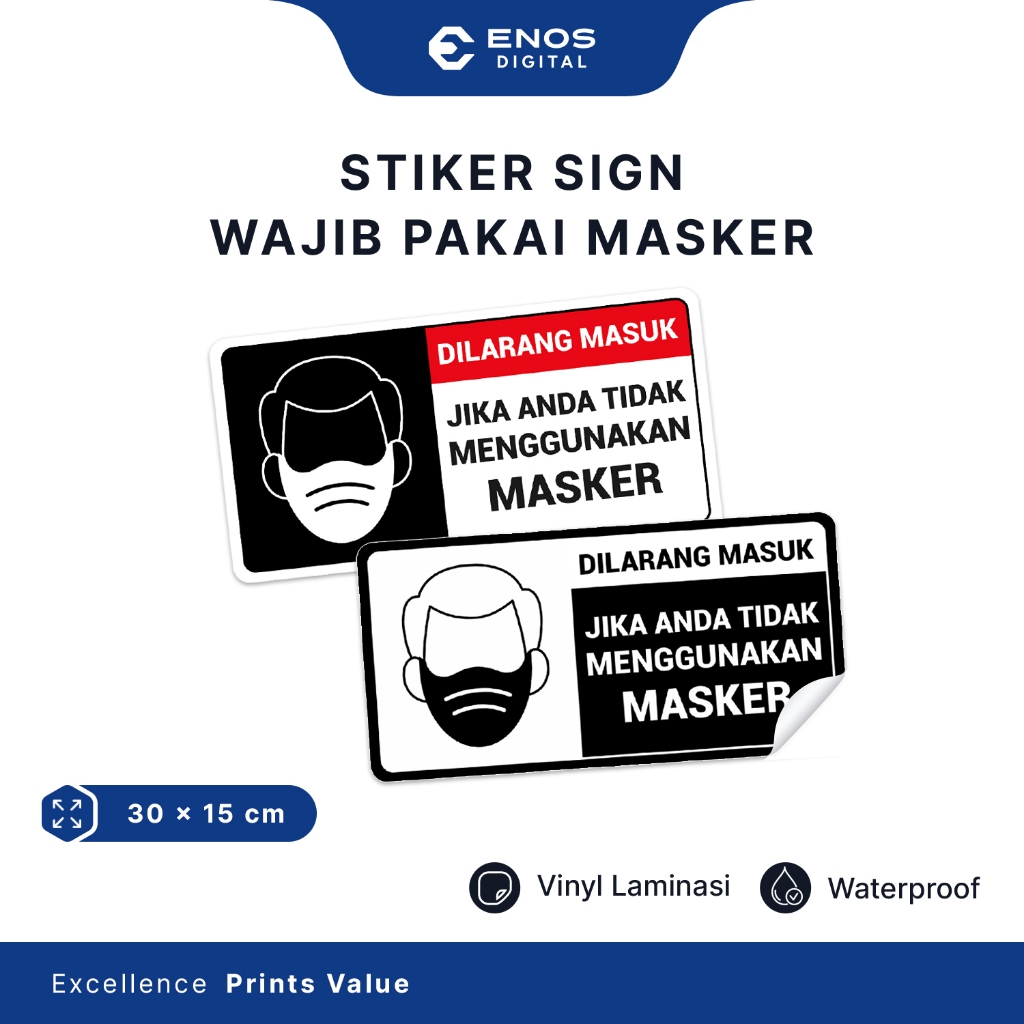 

Stiker Tanda Peringatan Wajib Menggunakan Masker Stiker Laminasi Vinyl Anti Air