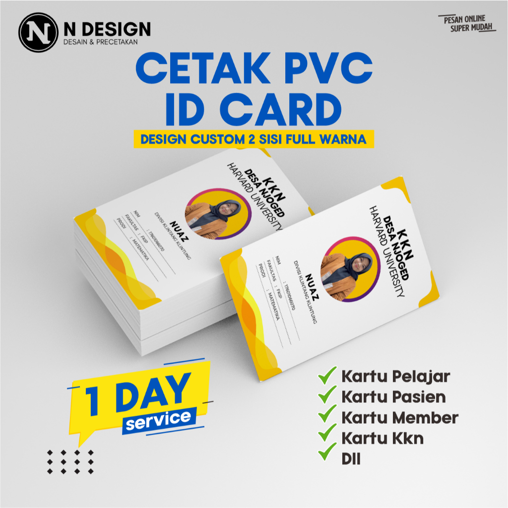 

CETAK KARTU ID CARD BAHAN PVC KARTU MEMBER KARTU ANGGOTA KARTU PARKIR ANTI PATAH DAN LUNTUR