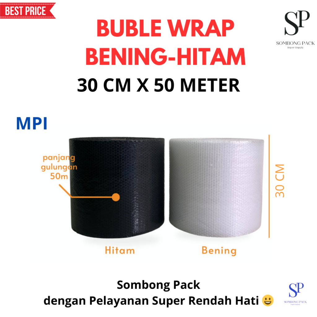

BUBLE WRAP 30 CM X 50 METER HITAM/BENING MPI