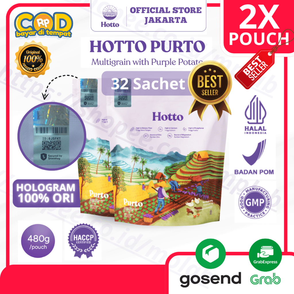 

Hotto Official Shop [2 POUCH HOTTO] Minuman Hotto Purto 2 Pouch Original 100% Official Store BPOM Halal