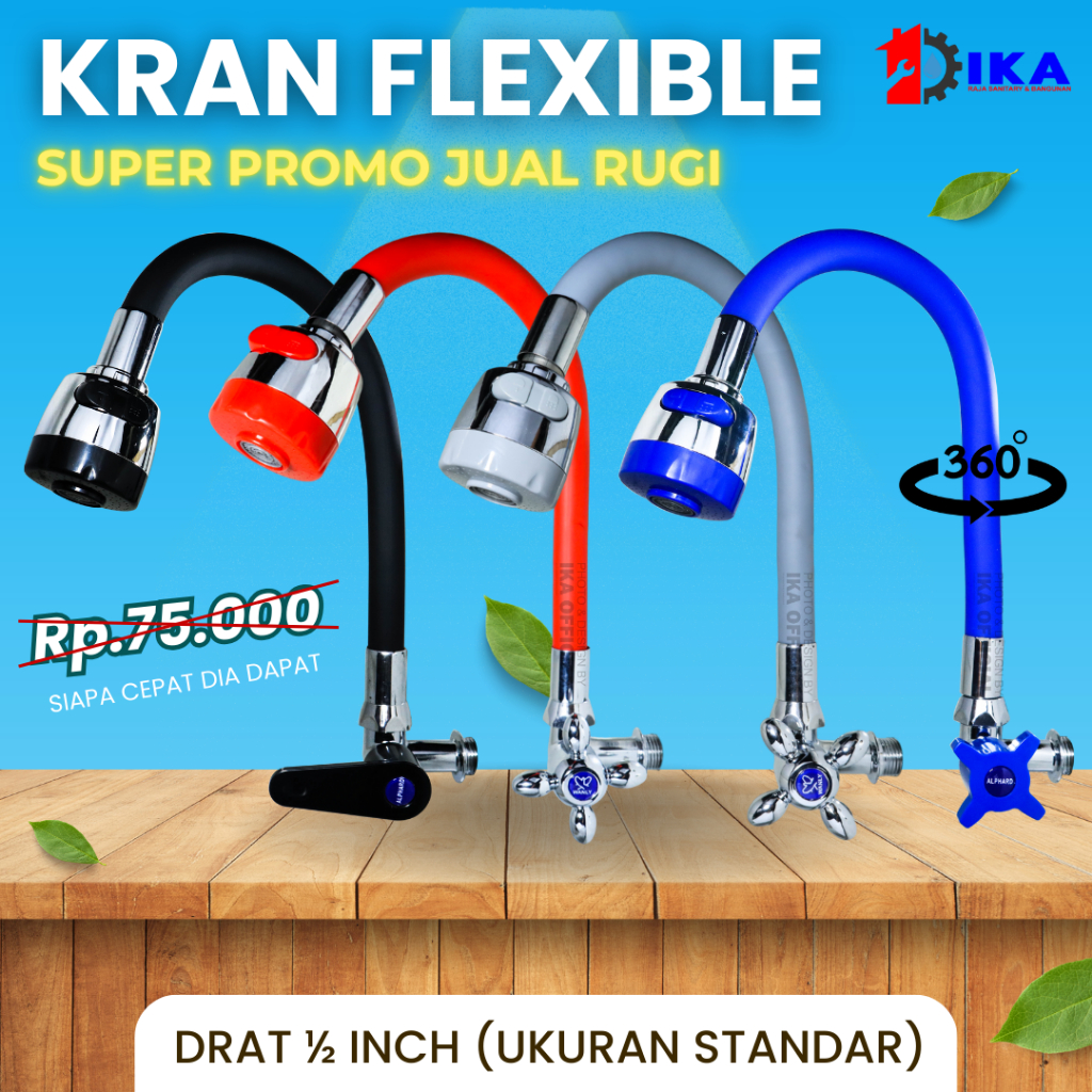 Kran Angsa Dapur Fleksibel Flexible - 1/2 Inch Keran Westafel Dapur Keran Air Fleksibel 2 Mode / Kra