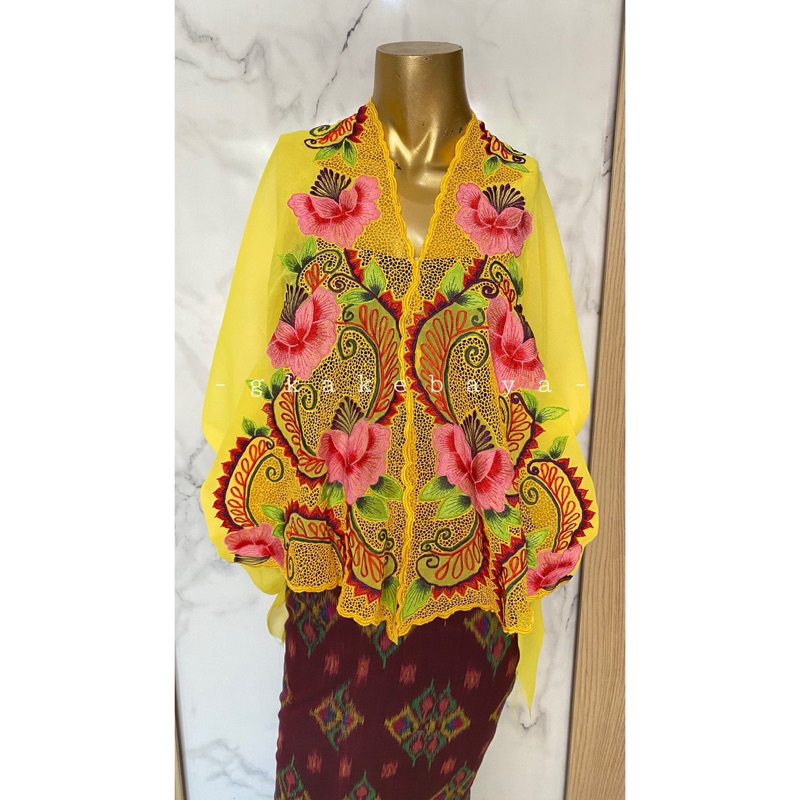 KEBAYA BORDIR BUNGA KUNING / KAIN KEBAYA / KEBAYA BALI