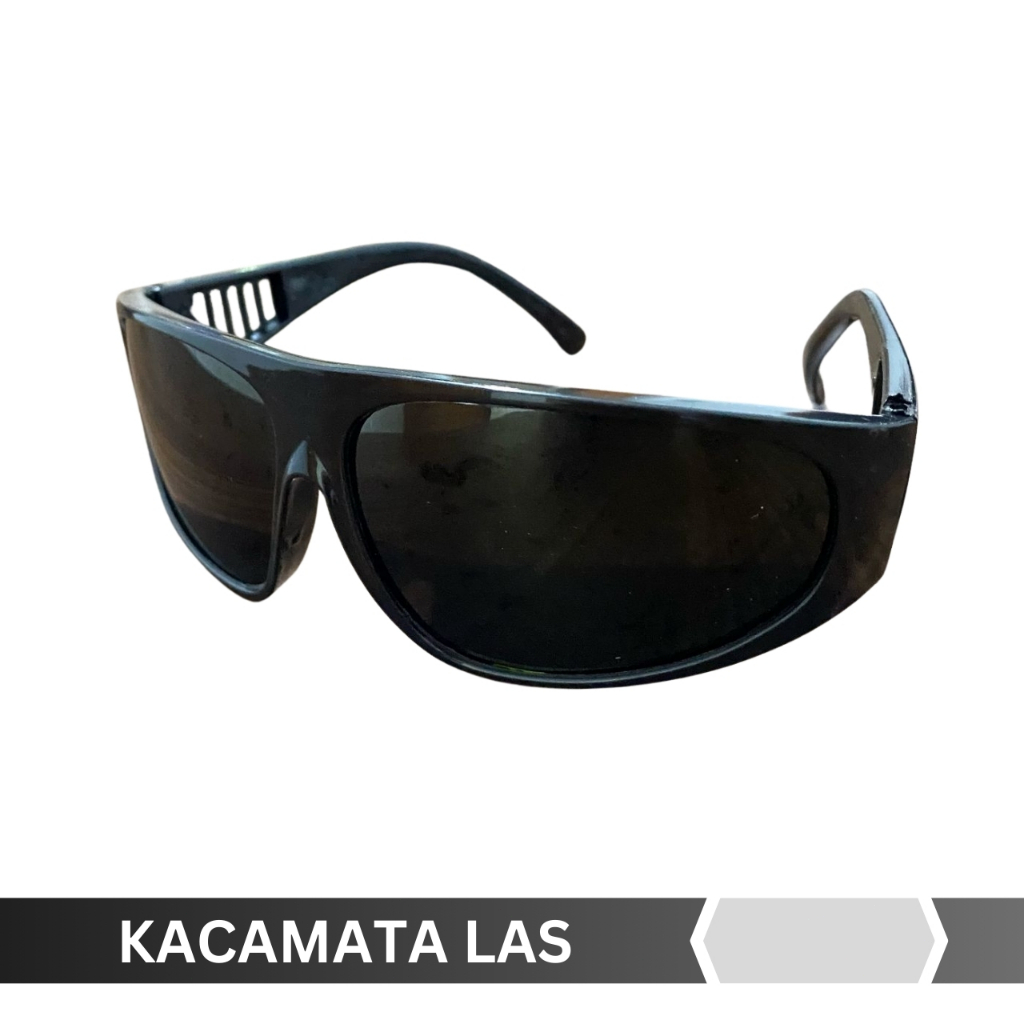 KACAMATA LAS SAFETY HITAM PEKAT ANTI RADIASI / ANTI PECAH HITAM PEKAT