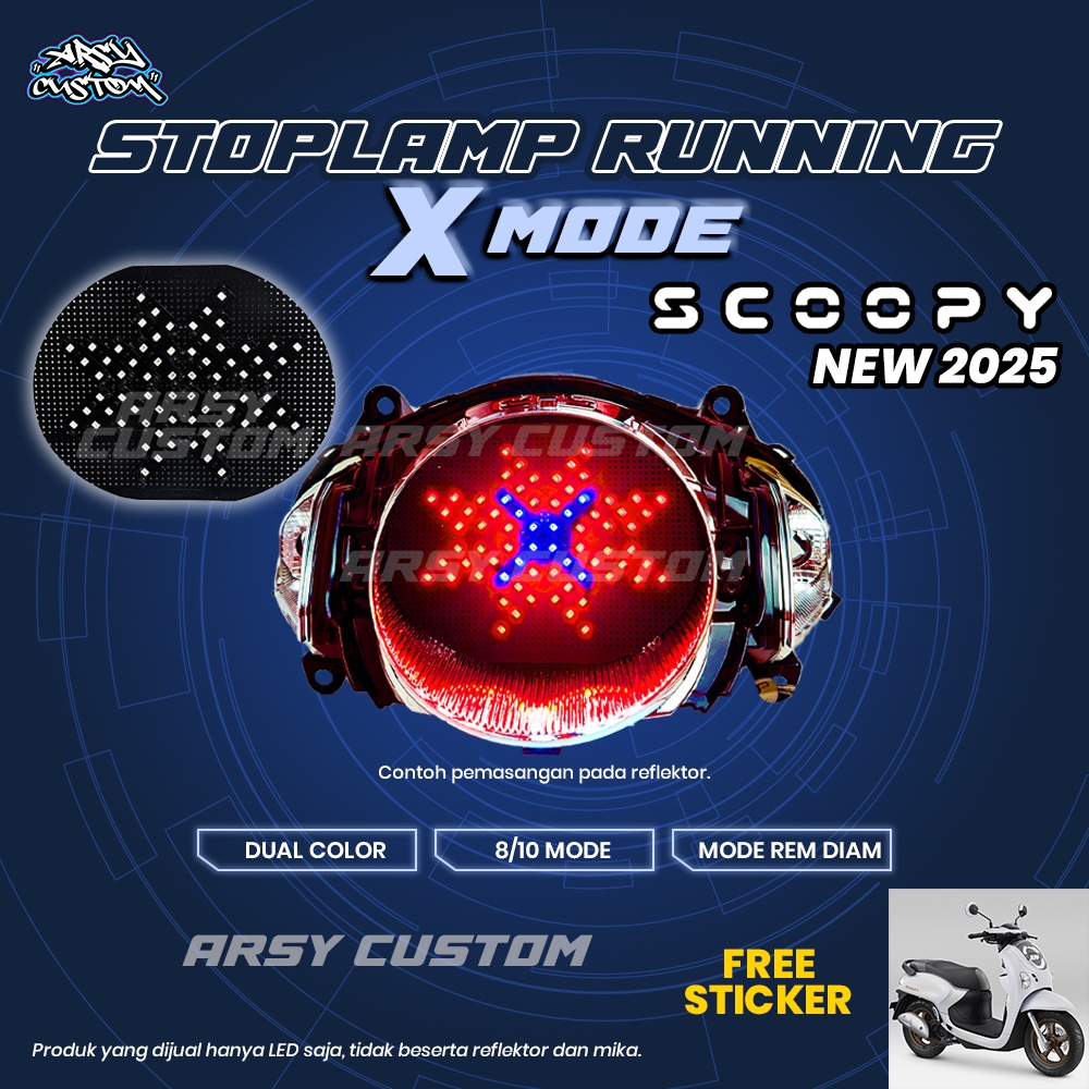 Lampu Rem New Scoopy 2024 2025 X Running Mode PNP Prestige Stylish Fashion Energetic 8 10 Mode