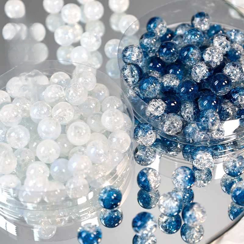 【30PCS】8mm Manik-manik mote kaca - Manik Manik Kristal Motif Pecah Retak