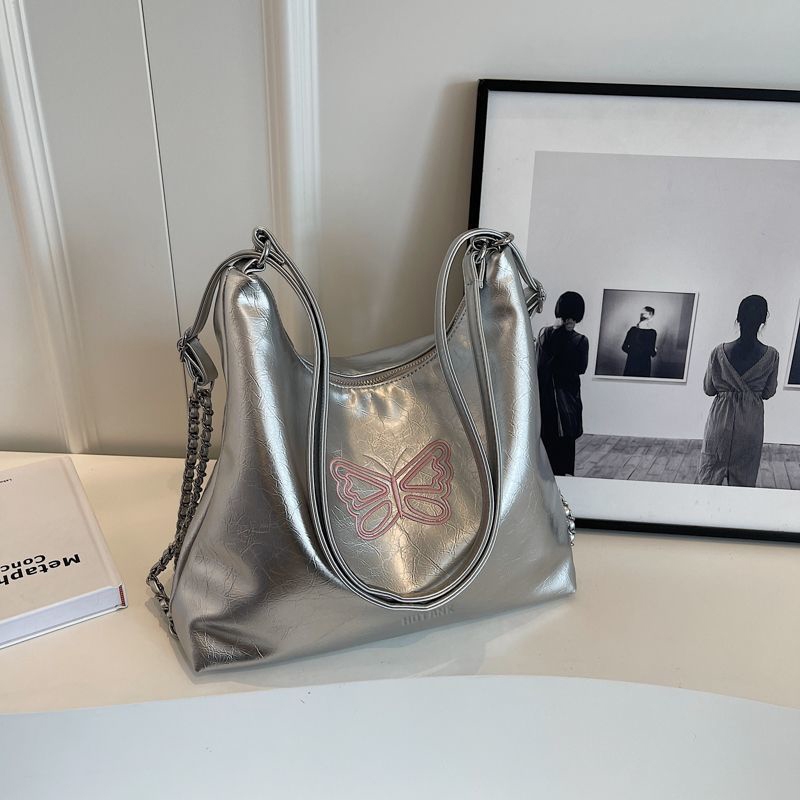 New Hotank Tas Bahu Wanita Rantai Tas Bahu Kupu-Kupu Tas Bahu Genggam Berkapasitas Besar Tas Jinjing