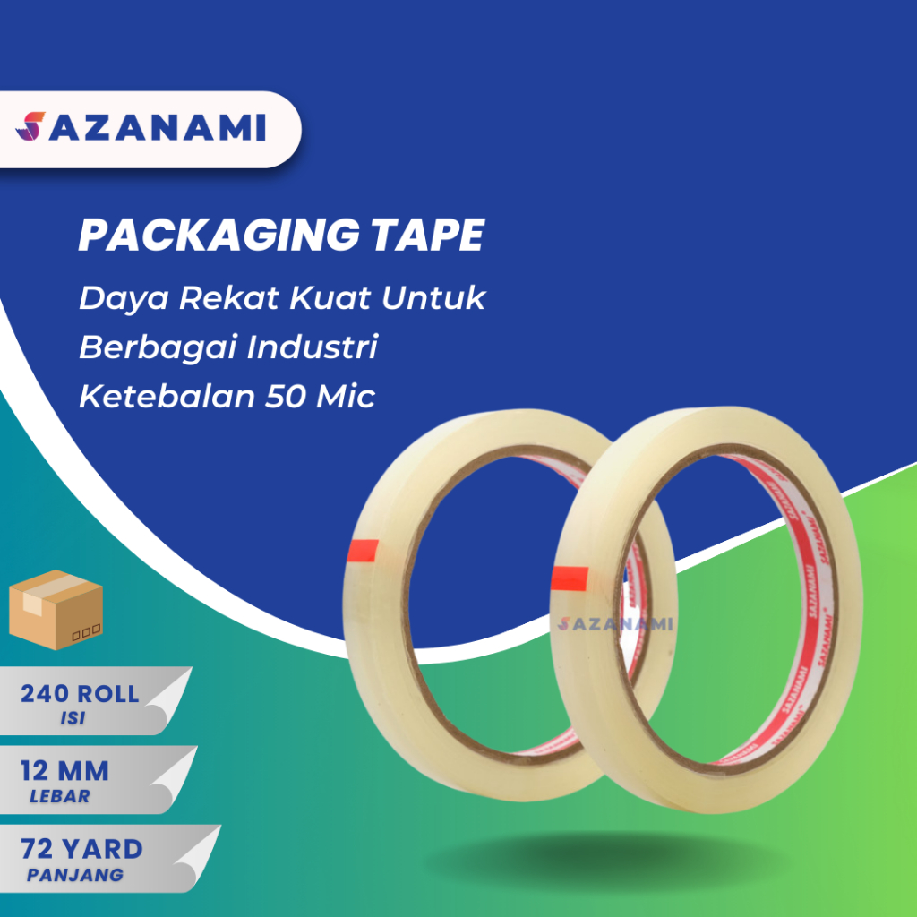 

1 BOX ISOLASI BENING 12MM X 72Y SAZANAMI LAKBAN BENING 1/2" SELOTIP BENING 12MM X 72Y 1BOX