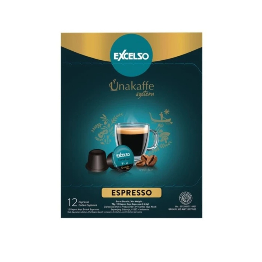 

EXCELSO Kopi Kapsul Unakaffe system ESPRESSO 1Box isi 12 kapsul @6,5g