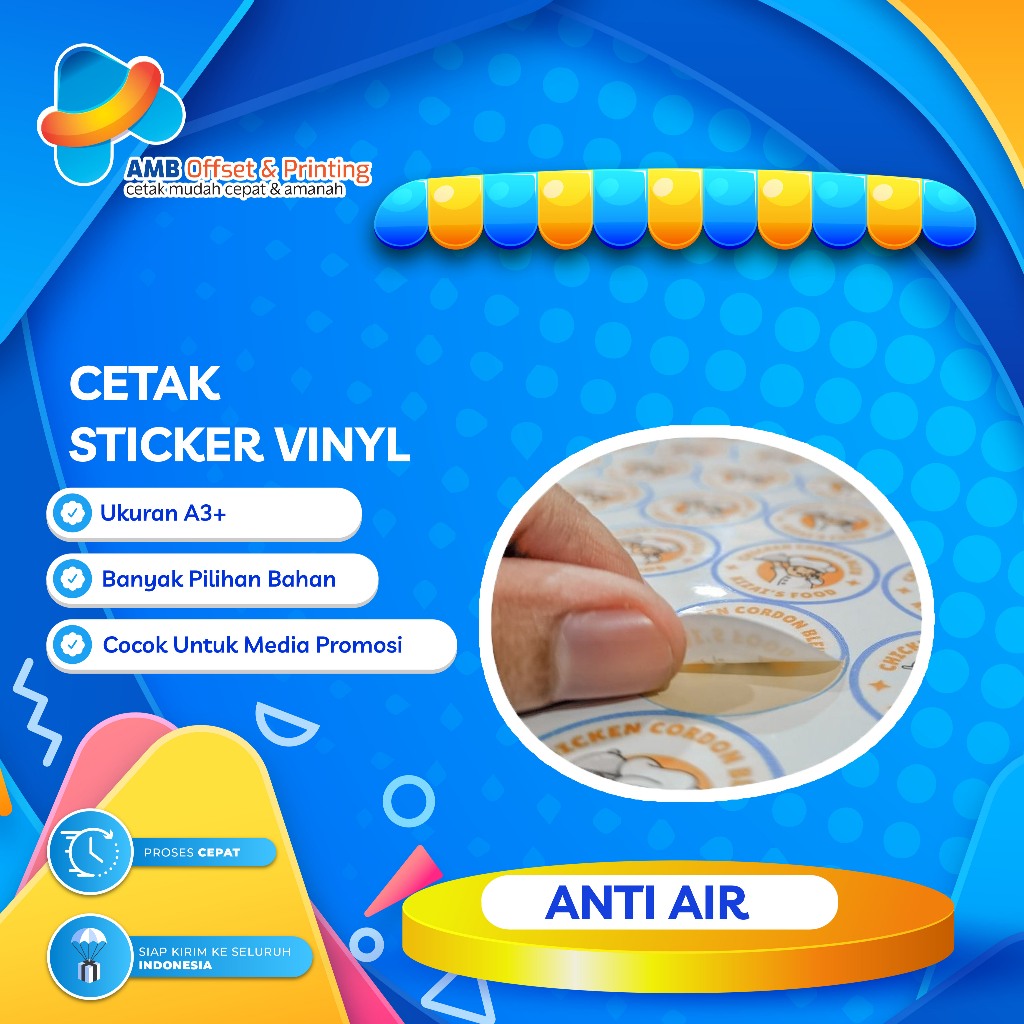 

Cetak Stiker/Stiker Vinyl Anti Air A3+ Cutting Custom