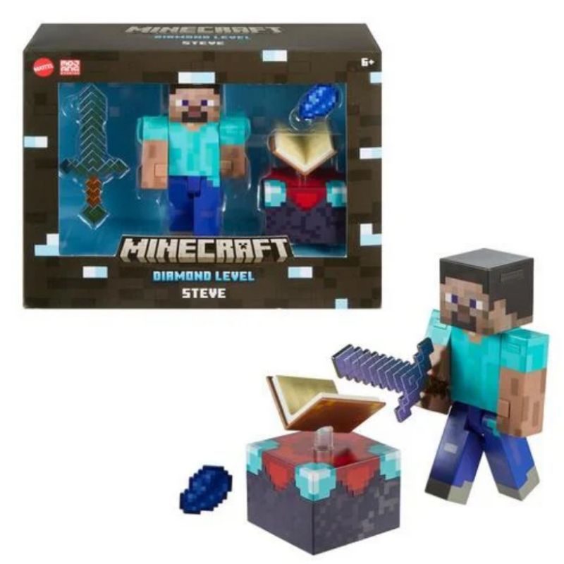 Minecraft diamond level enchanted Steve figure playset original