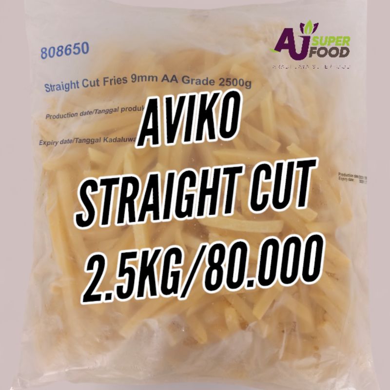 

kentang goreng Frozen 2.5kg straight cut fries 9.5mm AA Grade Aviko