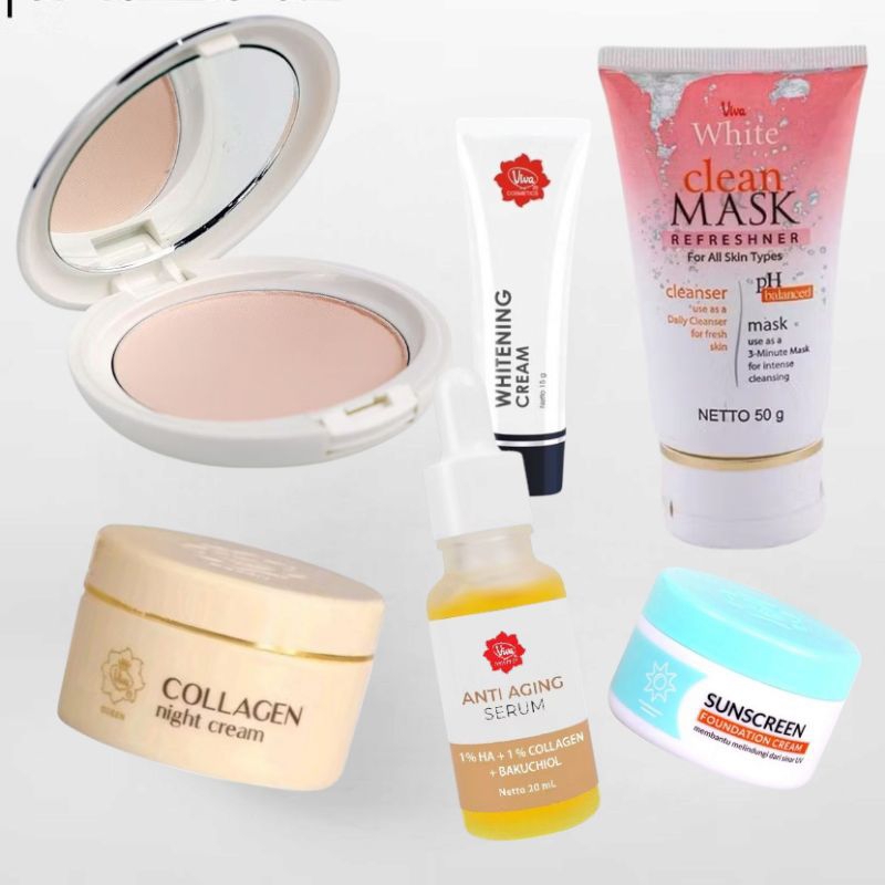 Viva Paket Bedak Padat Satu Set Skincare Siang Malam Lengkap