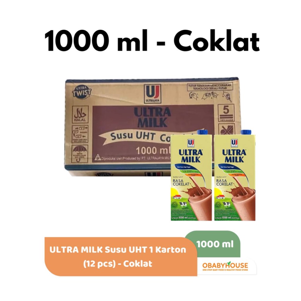 ULTRA MILK Susu UHT 1000 ml 1 Liter 1 Karton (12 pcs) - Coklat