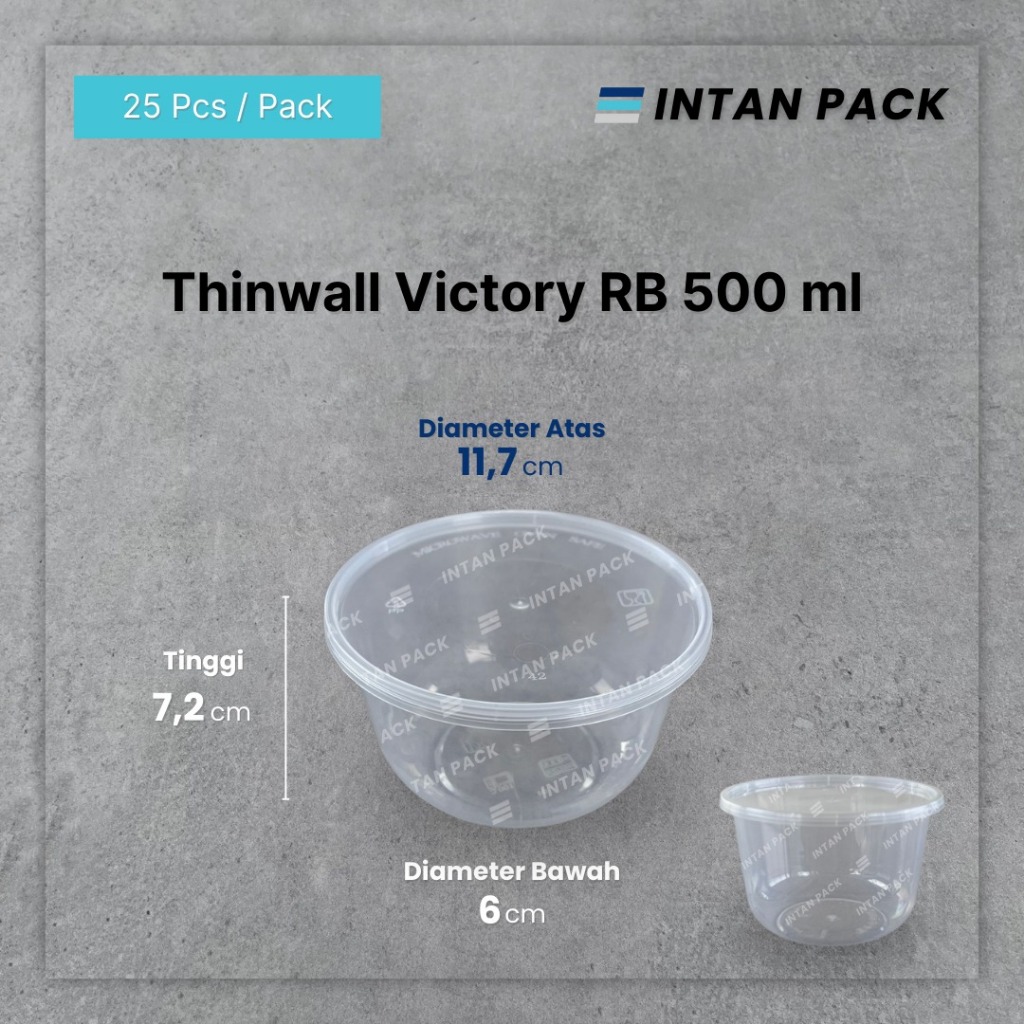 Thinwall BULAT ROUND 500 ml Victory Wadah Baso Bubur Plastik ( 25 pcs )