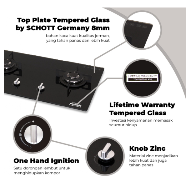 RB Kompor gas tanam rinnai RB 712N (GB) Kompor Rinnai RB 712 NGB RB712NGB