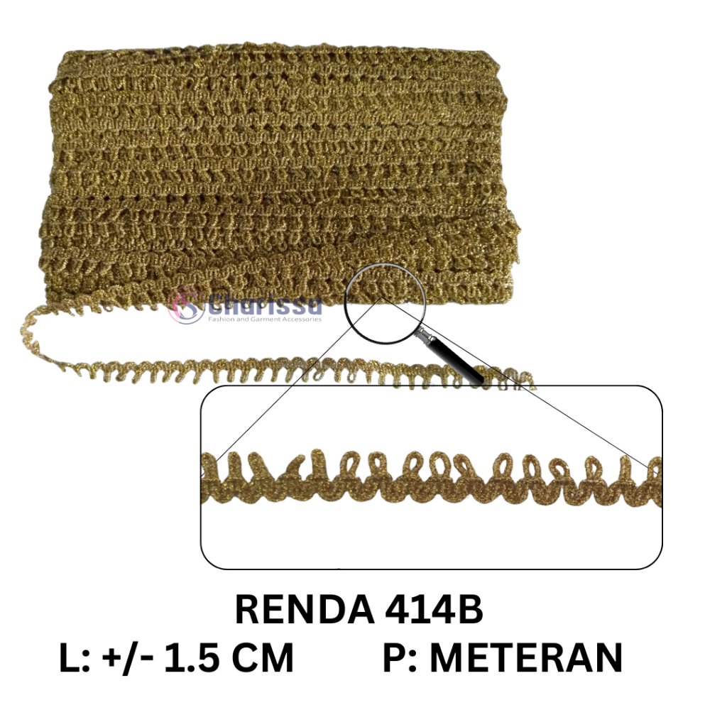 [ METERAN ] Renda emas 414B / renda mas 1.5 cm / renda kecil