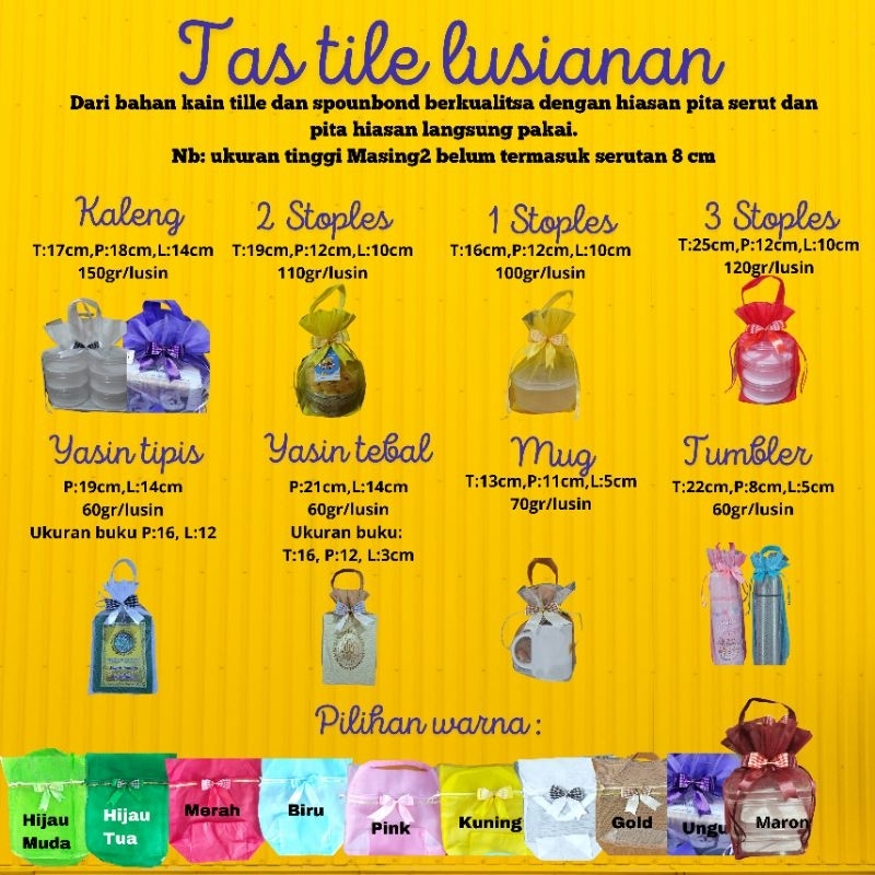 

Tas tille murah lusinan (READY Langsung kirim)Tas organza/hampers/pouch/kuekering/goodie bag/tasulatahanak
