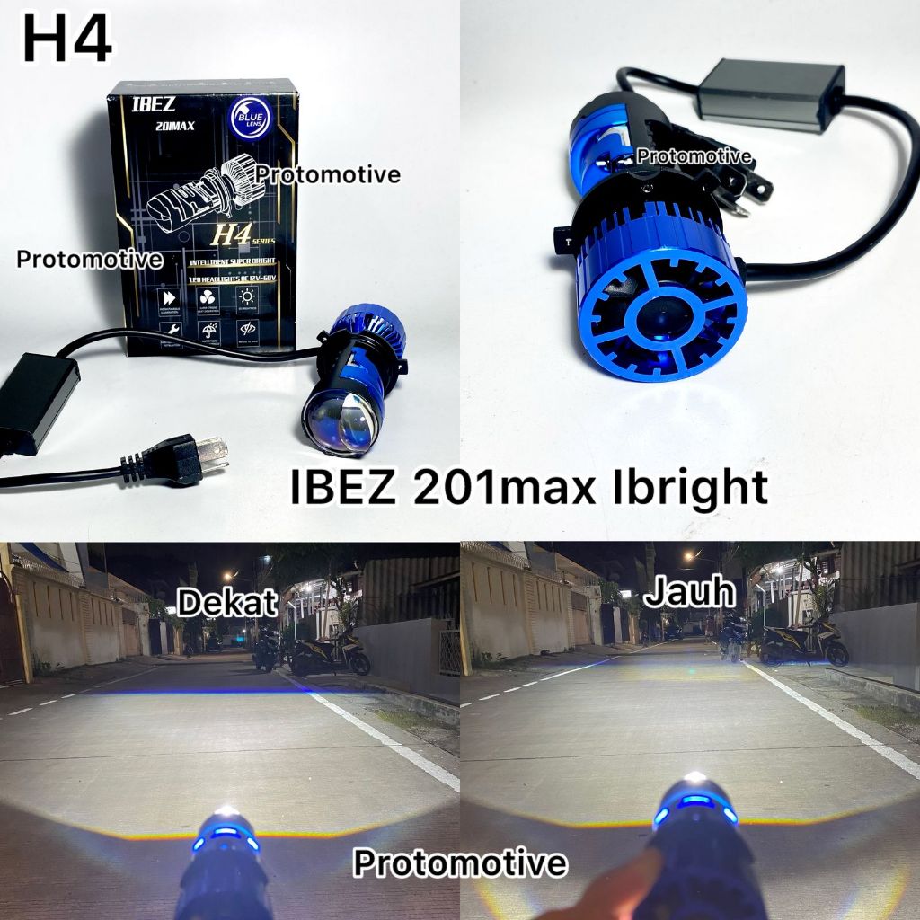 IBEZ H4 LED 201MAX Projector lampu utama motor dan mobil