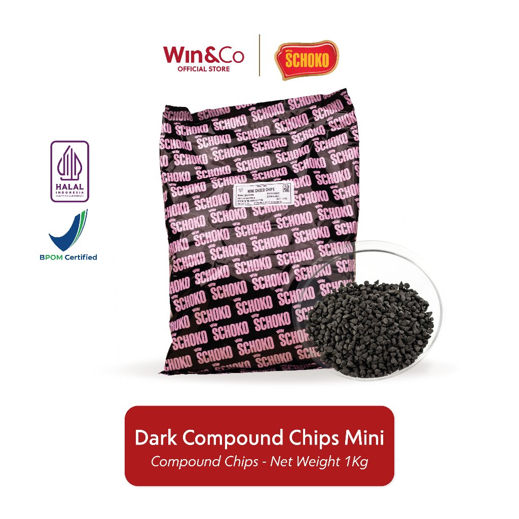 

SCHOKO Compound Mini Choco Chips / Cokelat Chips Mini - 1kg