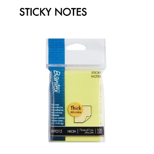 

Bantex Sticky Notes Tebal dan Tahan Lama Neon 76mm x 51mm 3"x2" (100sheet)
