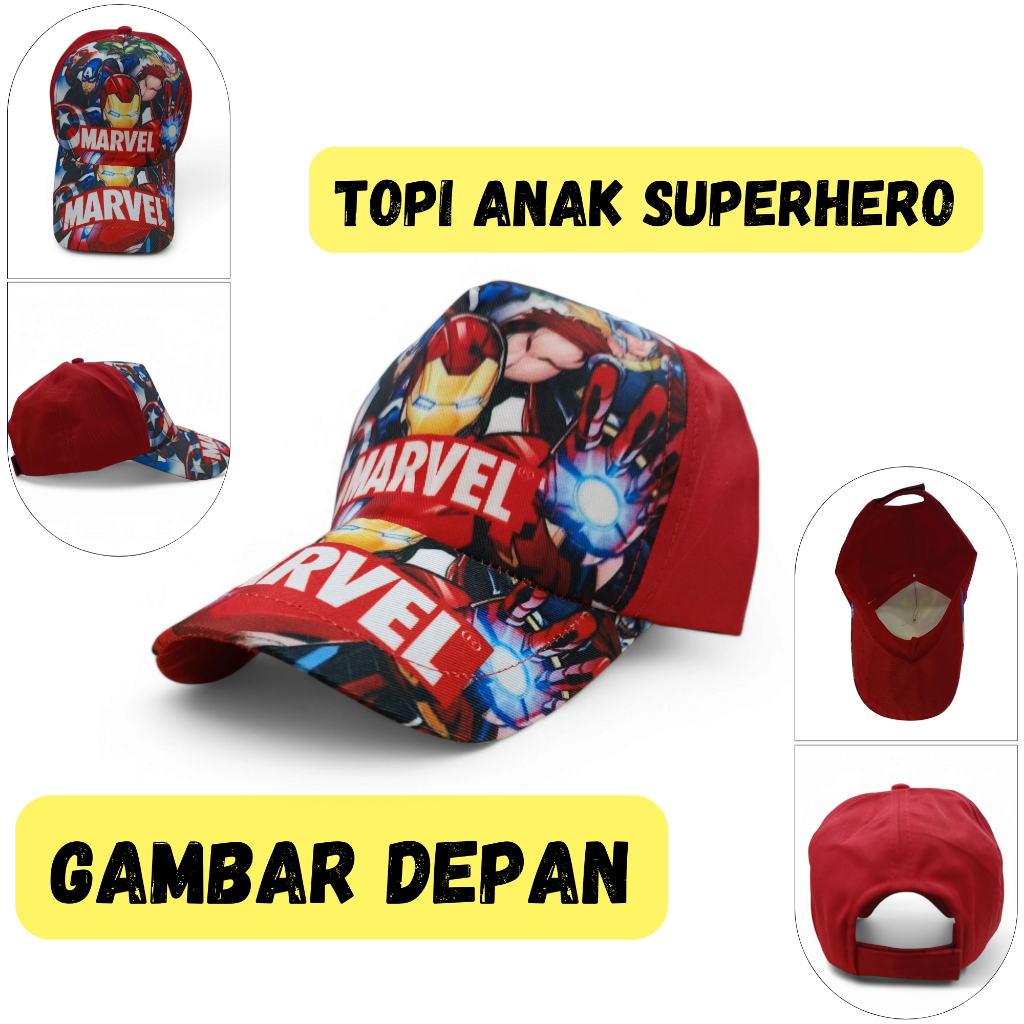 Topi Anak Motif Print Hello kitty Superhero Kekinian Marvel  Princes - Topi Original