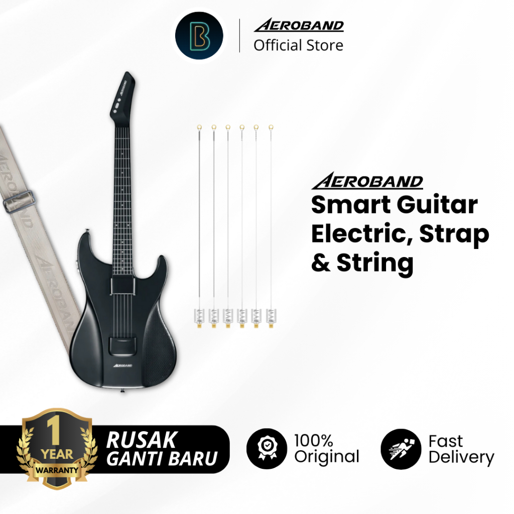 AEROBAND Guitar Smart Guitar Electric Stringless, Strap dan String Bundling