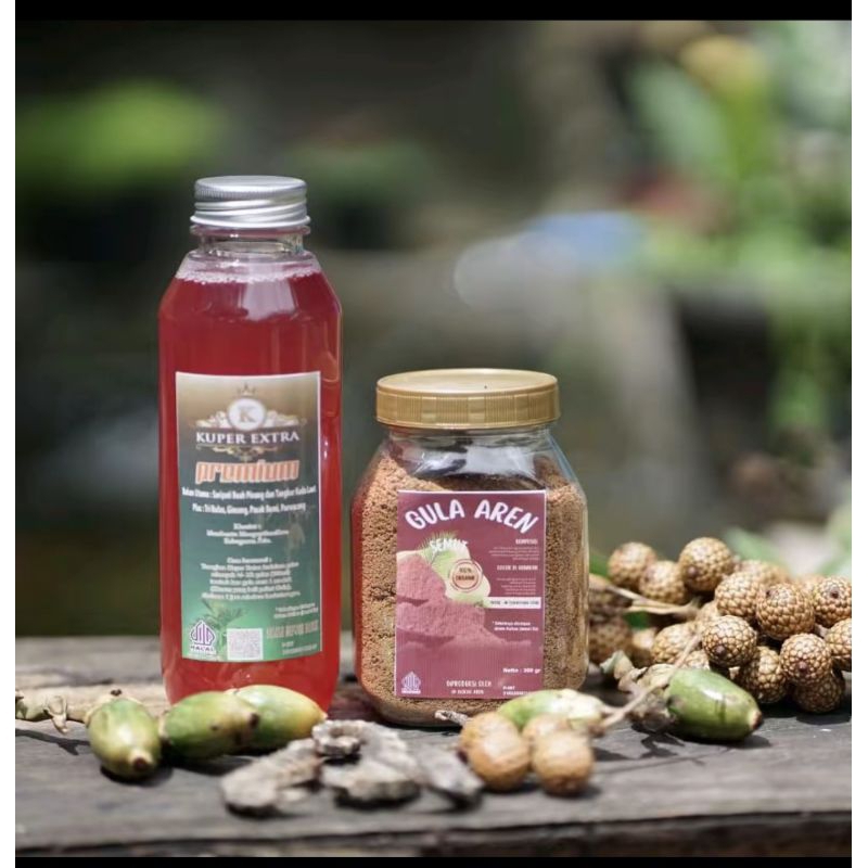 

kuper extra premium 500ml dan 1 toples gula aren semut organik