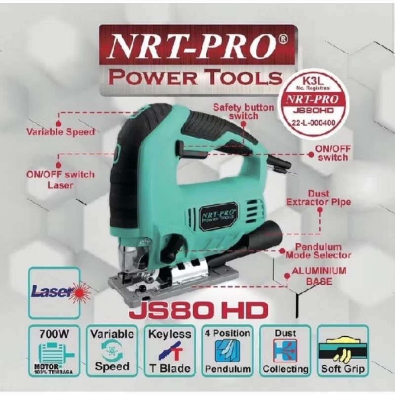 NRT PRO Jigsaw JS80 HD Variable Speed + Laser Mesin Jigsaw JS80HD