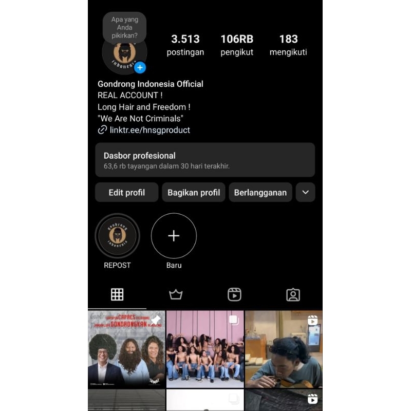 Jual akun Instagram Gondrong indonesia dan Facebook