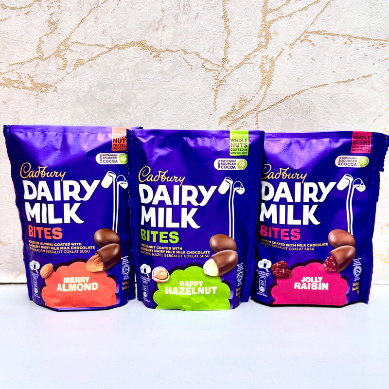 

Cadbury Dairy Milk Bites Raisin Hazelnut Almond Chocolate Coklat