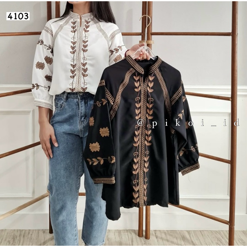 Baju putih bordir / blouse bordir cantik / atasan katbol busui bordir / blouse katun murah lengan pa