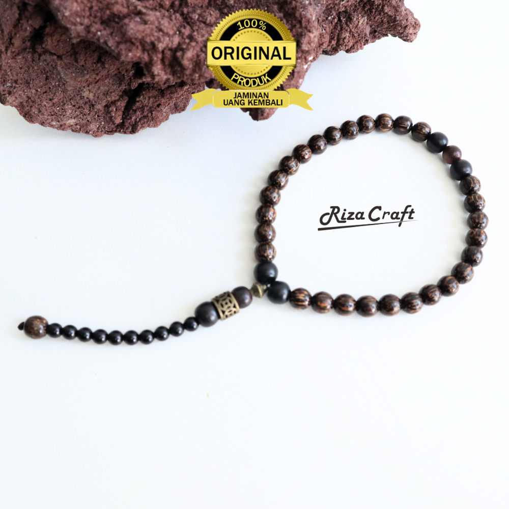 Tasbih Kayu Liwung Macan mix Galih Kelor Hitam Asli 33 Butir ASLI 100% Original