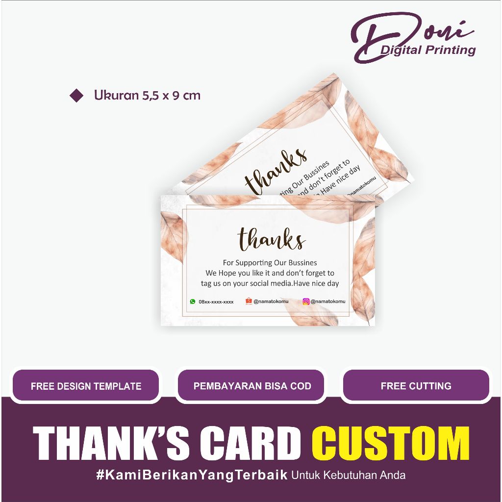 

Cetak Thank You Card / Thankyou Card Custom / Kartu Ucapan / Bahan Art Carton