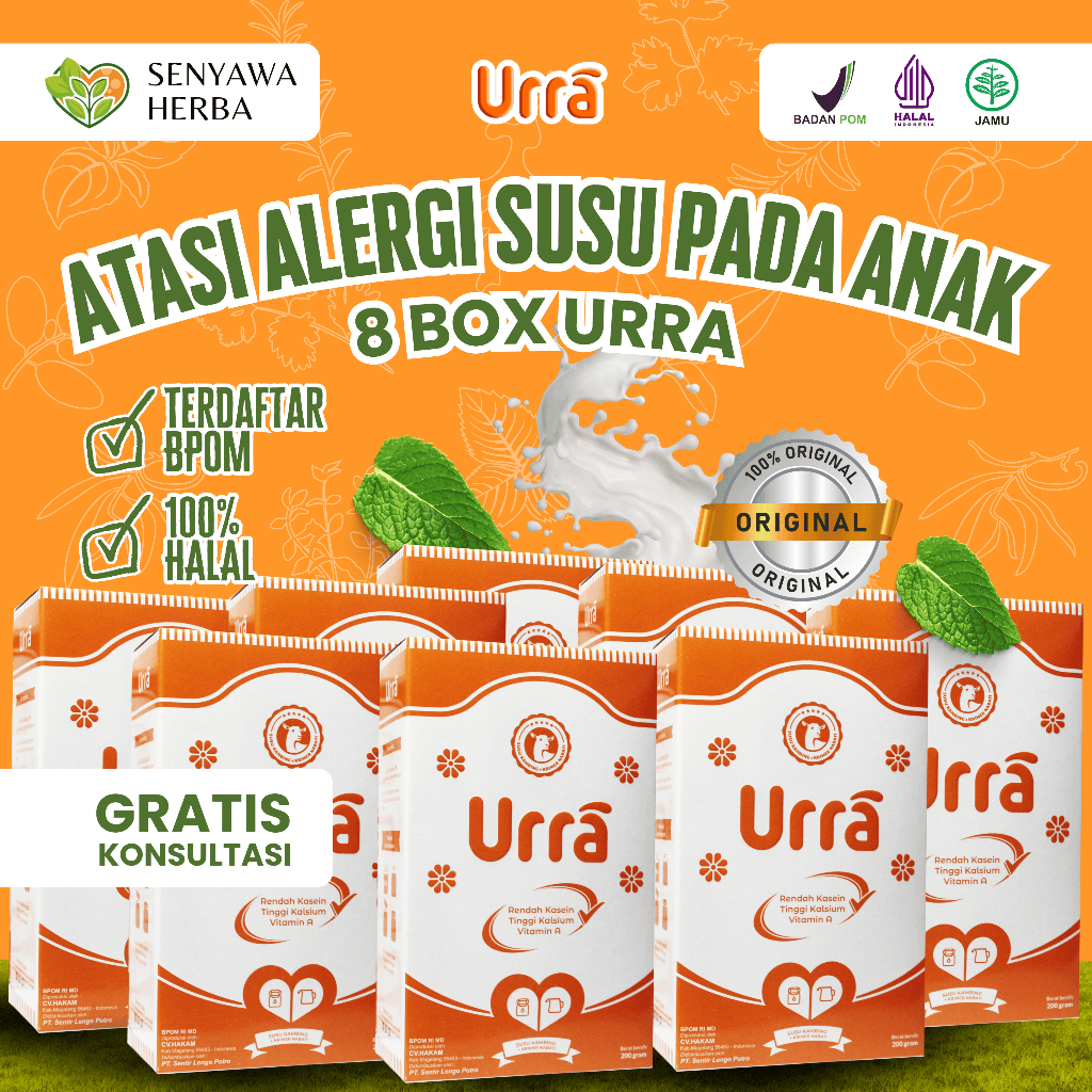 

PAKET RESELLER 8 BOX Susu Kambing Urra Penambah Tinggi Badan Anak Ampuh Original 100% BPOM